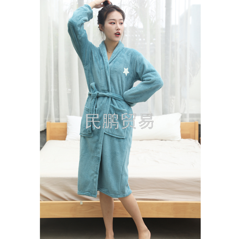 Custom fabric Flannel high-end candy color bathrobe super cool Moon luminous print 2020 new men and women