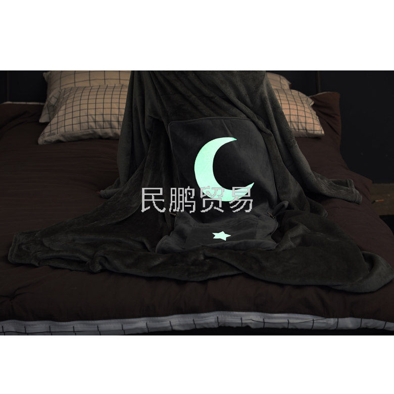 Customized fabric flannel high-end lazy person luminous car TV blanket, throw pillow blanket two-in-one details Picture