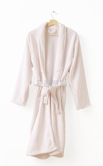 Flannel adult bathrobe pure white plain solid color