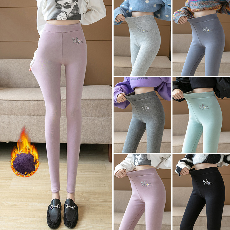 95 cotton oversized nine-inch pants, 2020 new style for outerwear, autumn and winter, fleece and thickened one-piece pants, slimming pants, leggings for women