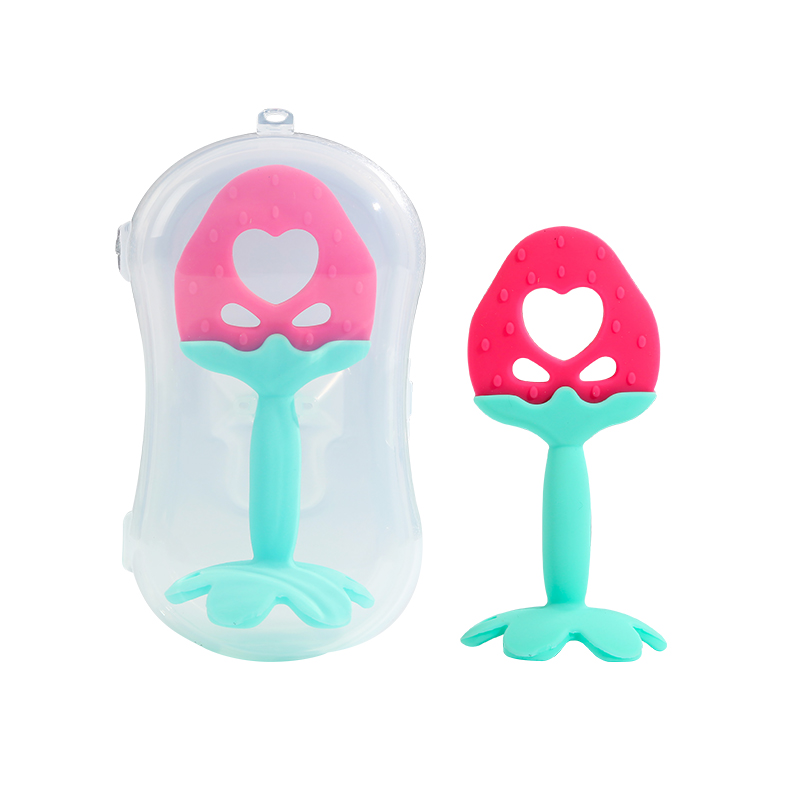 Infant teething rings, baby silicone teething sticks, children's three-dimensional strawberry fruit teething rings, baby products details Picture