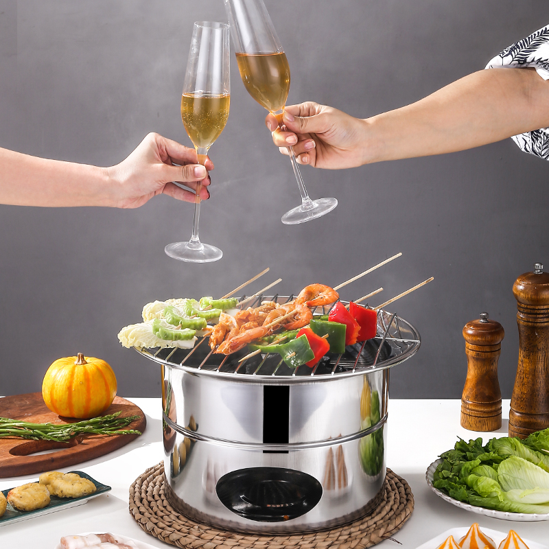 New barbecue pot, stainless steel barbecue pot, barbecue grill, stainless steel barbecue grill, barbecue supplies Application Scenario