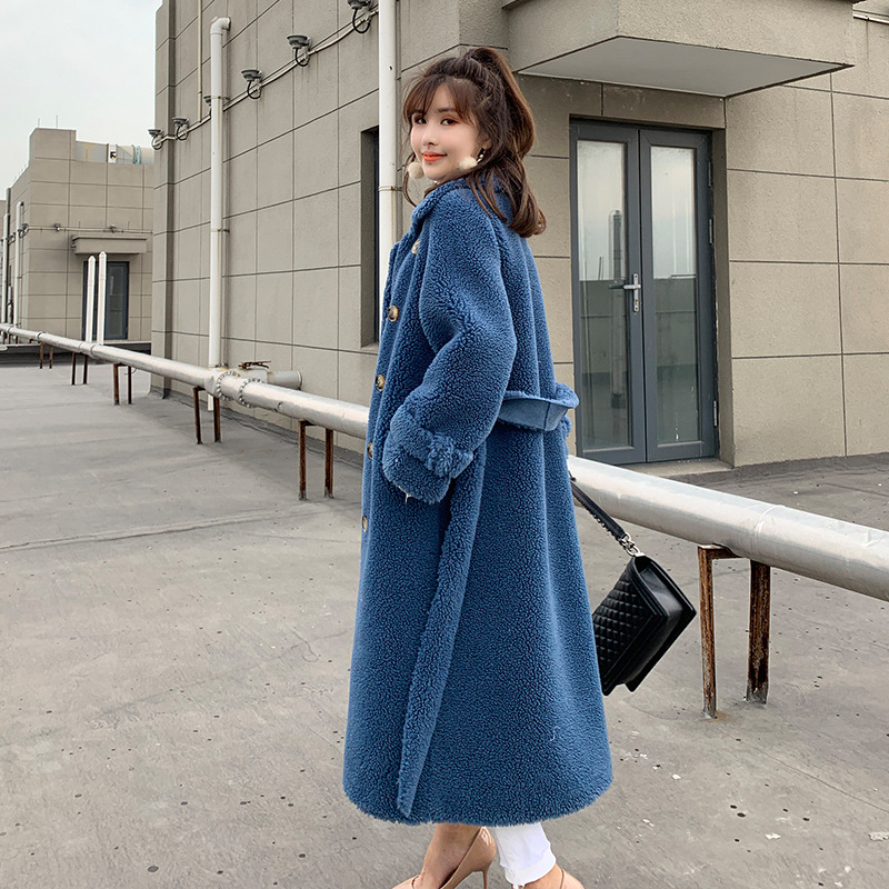 Granular cashmere off-season fur coat, mid-length coat with sheepskin and fur in one piece for women, 2019 new style lambskin Specification image