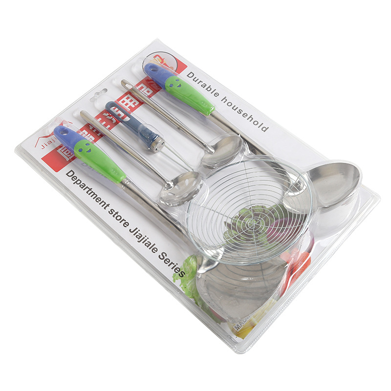 Factory supply of kitchen spoon and spatula sets, strainers, oil grilles, and five-piece woks. Wholesale of household kitchenware Item Picture