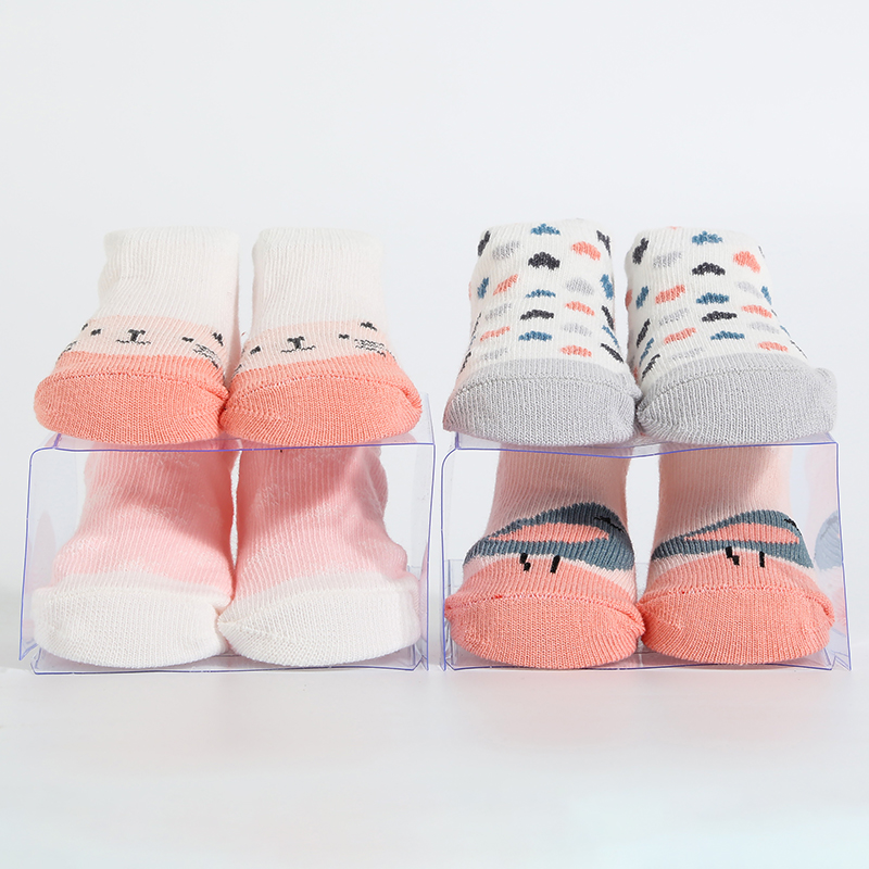 New gift box cotton cartoon anti-slip baby floor socks, striped cute four-piece baby walking socks Application Scenario