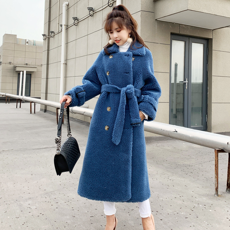 Granular cashmere off-season fur coat, mid-length coat with sheepskin and fur in one piece for women, 2019 new style lambskin