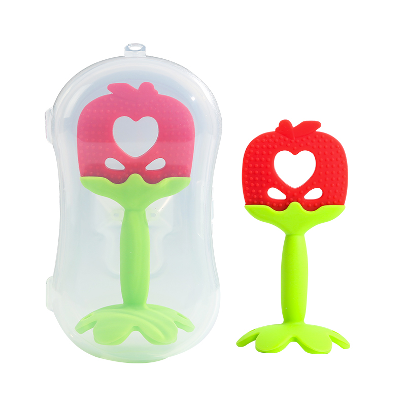 Infant teething rings, baby silicone teething sticks, children's three-dimensional strawberry fruit teething rings, baby products Application Scenario