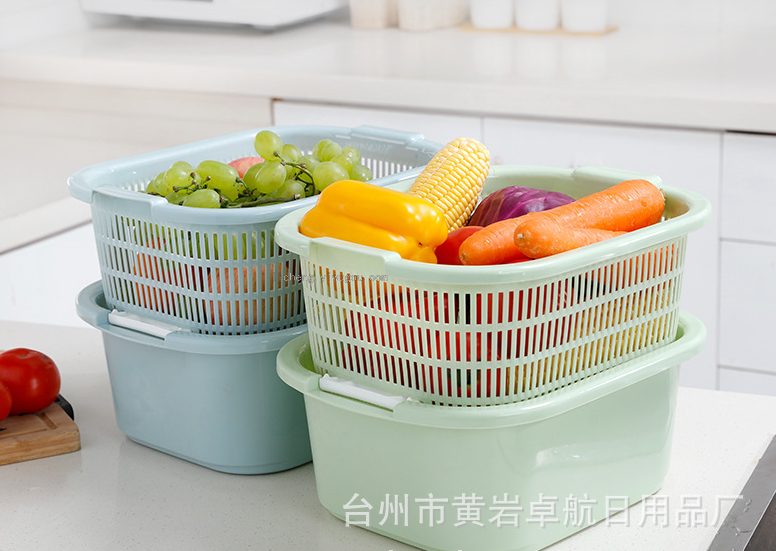 Kitchen sink double drain basket wash fruit basket wash vegetables magic fruit basket