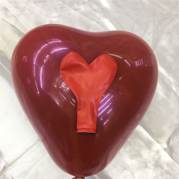 Double-layer gemstone red heart-shaped latex balloons, pomegranate red heart balloons, 36-inch chicken heart balloons, wedding room balloons Specification image