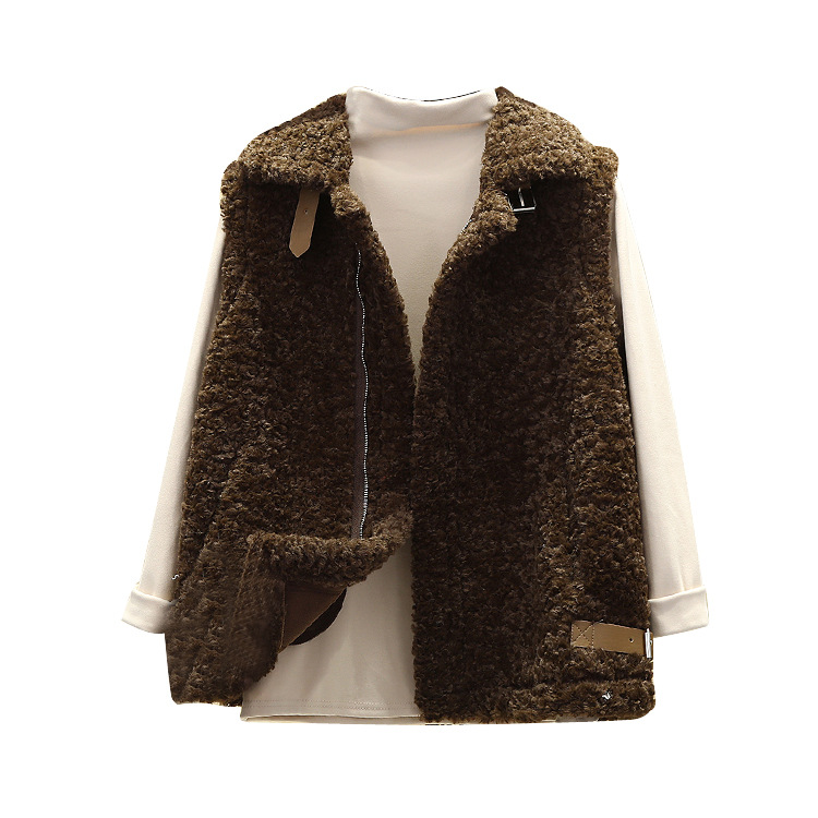 Lambskin vest women's Autumn/Winter 2020 new Korean style versatile fur one-piece plush vest with an outer coat Item Picture