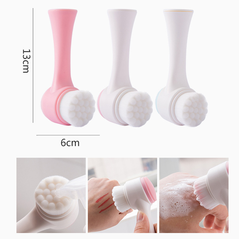 3D Double Face Wash Brush Soft Hair Silicone Face Wash For Home Manual Face Wash Deep Clean Pores Specification drawing