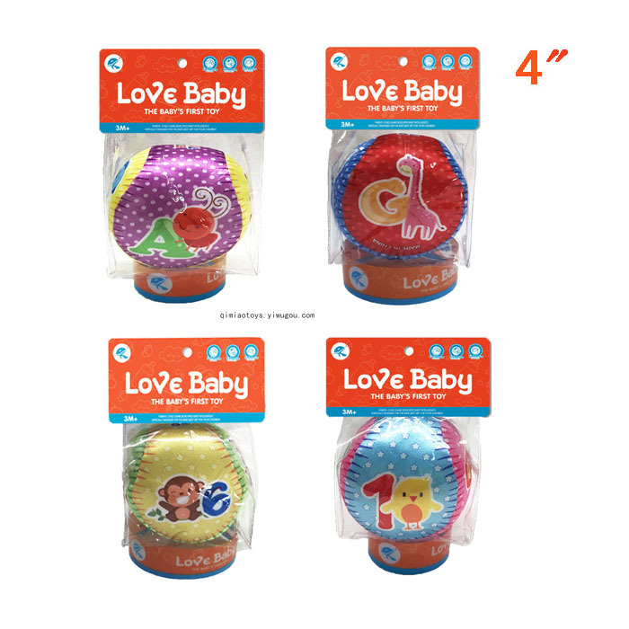 Baby toy Learning ball Animal cognition ball Baby grip ball toy ball Rattle ball 4 "baby cloth ball