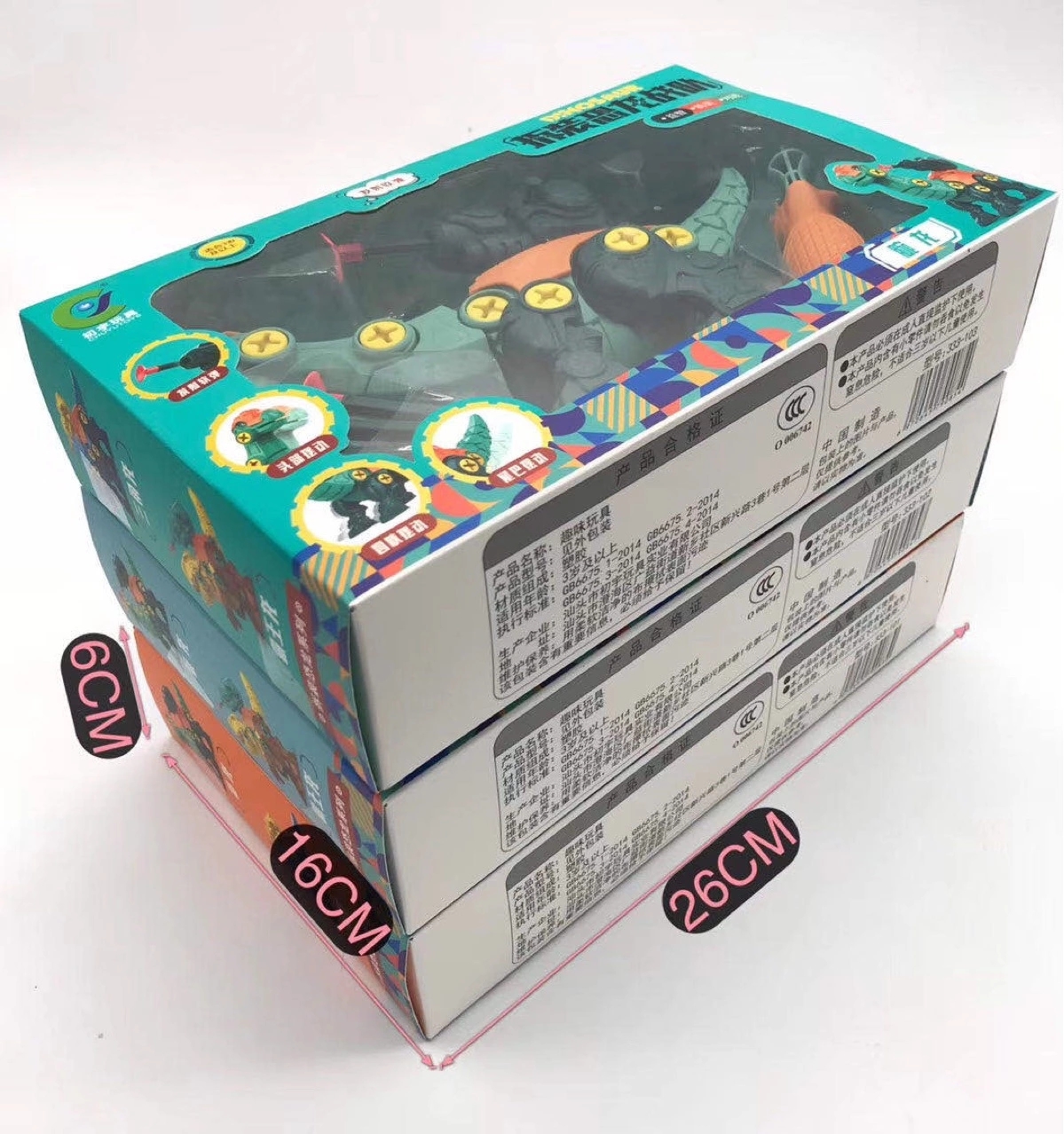 Novel toy 333-101/2/3 Disassembled and assembled Dinosaur Team 3 mixed sets can fire soft bullets with 3C barcode wholesale Item Picture