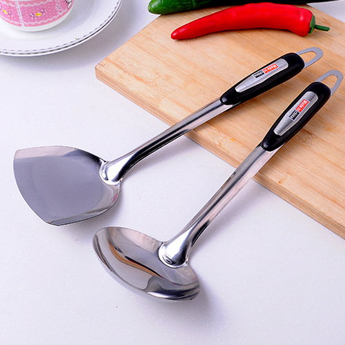 Stainless steel spatula, thickened anti-scald cooking spatula, kitchen strainer, soup spoon, long-handled kitchenware, household spoons and spatulas details Picture