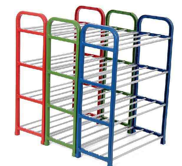 Combinación simple tubo de hierro de color reforzado de cuatro niveles práctico pequeño zapato rack rack xu hui amigo 2 RMB tienda al por mayor