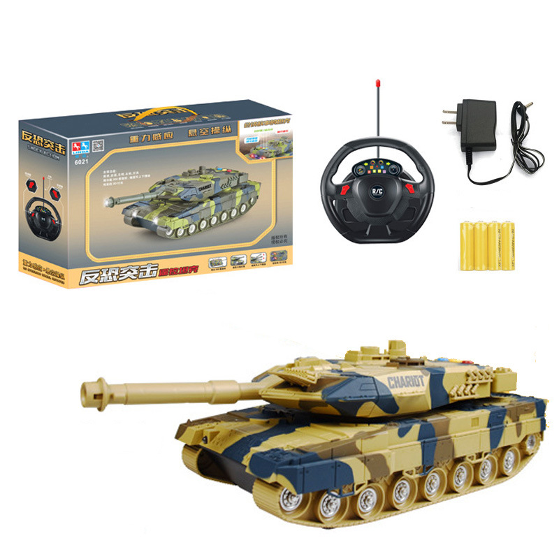 Novel toys, four-way remote control military tank model, children's early education story machine model, remote control car factory direct sales full figure