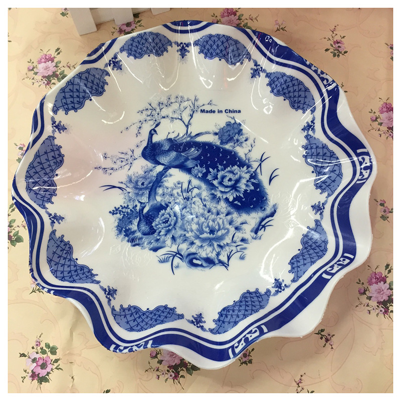 207 Large blue and white plastic Fruit Plate, Fashionable fruit and Vegetable Plate, Crystal Snack Fruit plate, direct sales from Yiwu factory, Xu Shengyou 26C Item Picture