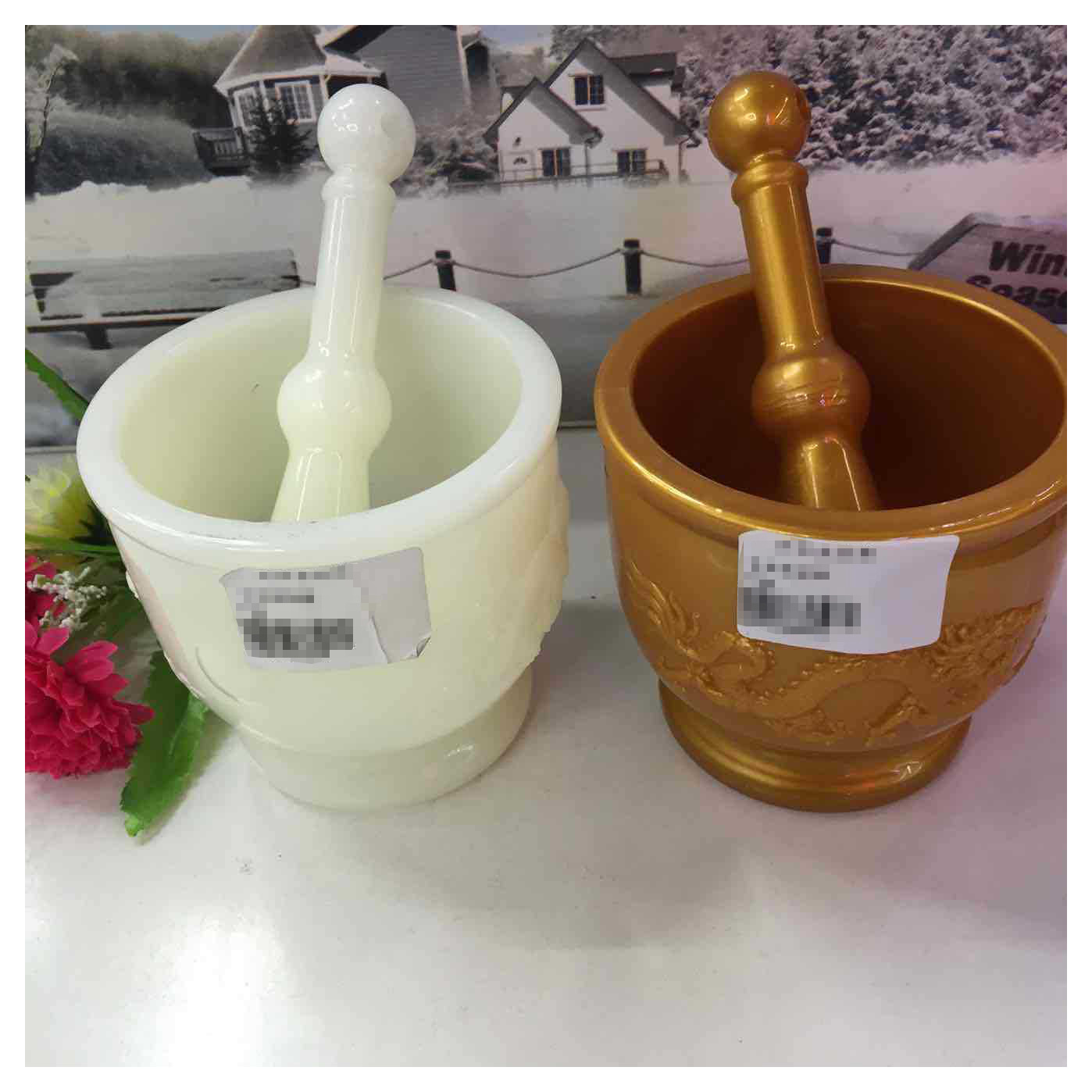 Factory direct sales of manual garlic mince mixer, ceramic garlic mortar, garlic paste mixer, garlic press, kitchen household garlic smashing jar wholesale Item Picture
