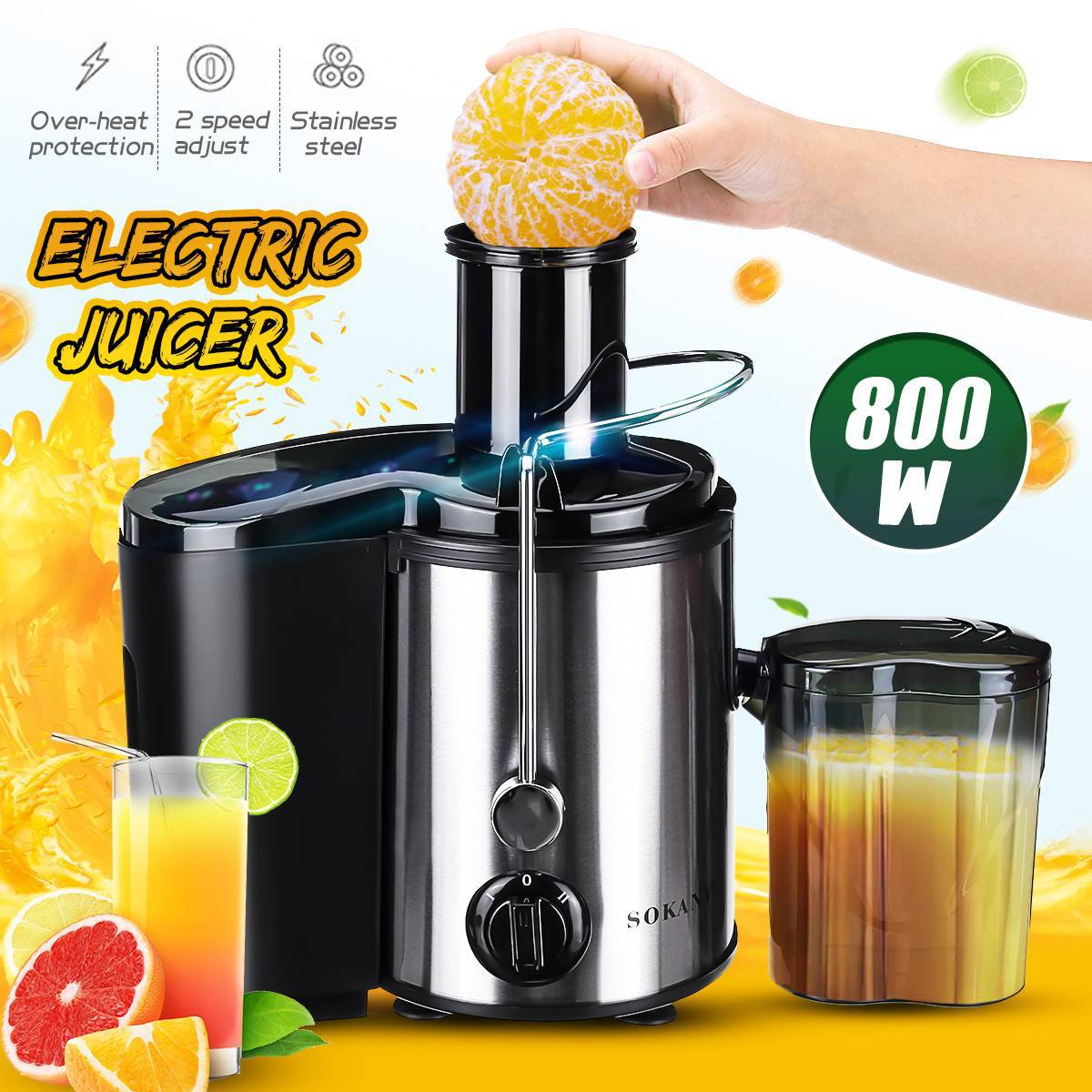 Cross-border sokany4000 juicer, a household multi-functional juice residue separation stainless steel fully automatic juice original juicer details Picture