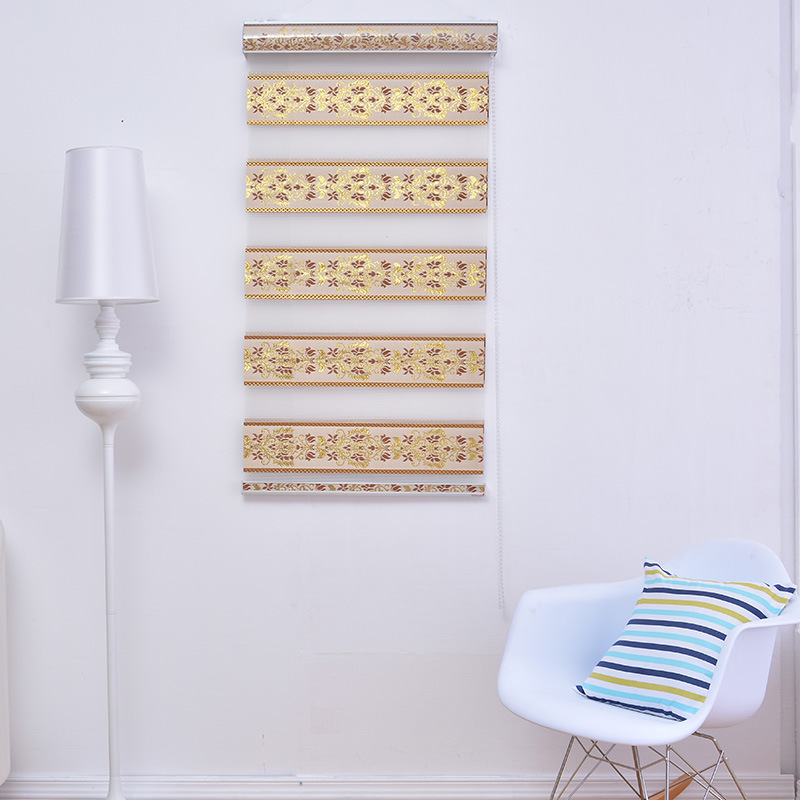 Customized wholesale of new ultra-bright gold silk jacquard soft gauze blinds, thickened double-layer sunshade and light-transmitting blinds, and roller blinds