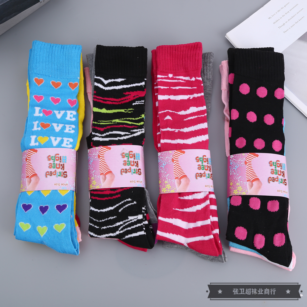 Multicolored stripe polka dot love letter pattern adorns WOMAN'S MONEY LONG tube woman SOCK skirt sock leg sock