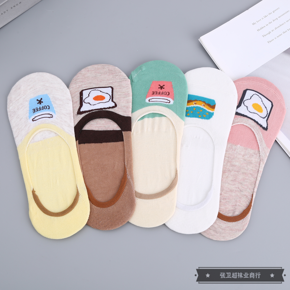Summer thin invisible shallow socks that don't fall off, with colorful and fashionable Ins-style socks and anti-slip boat socks