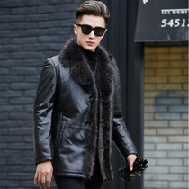 Haining fur raccoon male fur collar medium length thickened fur body male leather fur coat male fur coat