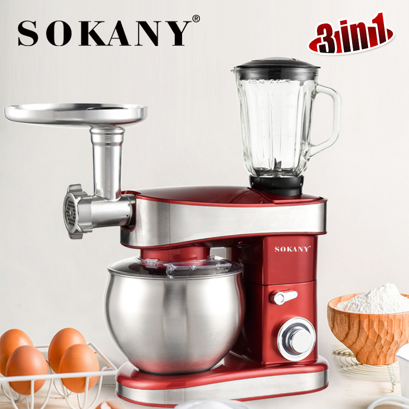 Cross-border sokany213C multi-functional household chef machine, juicer, meat grinder, electric 3-in-1, European standard in stock