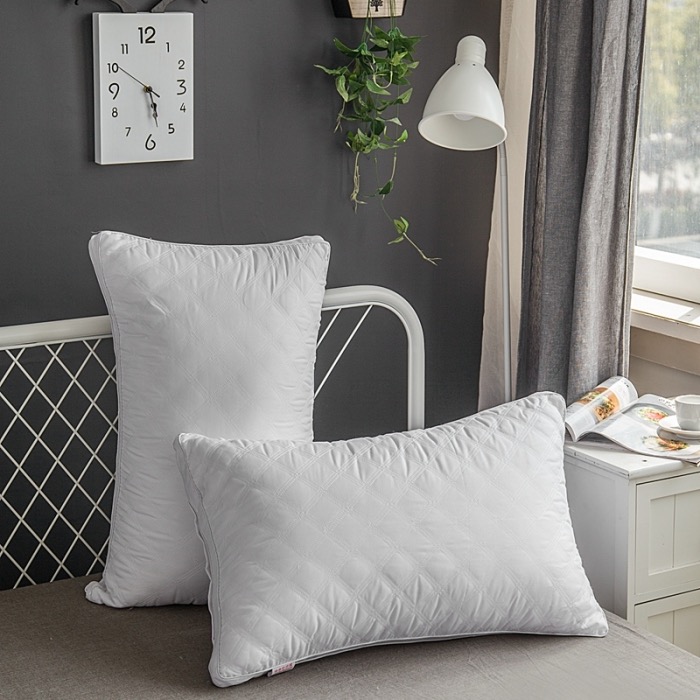 New three-dimensional three-line lattice - pure white pillow hotel pillow feather silk pillow feather velvet pillow