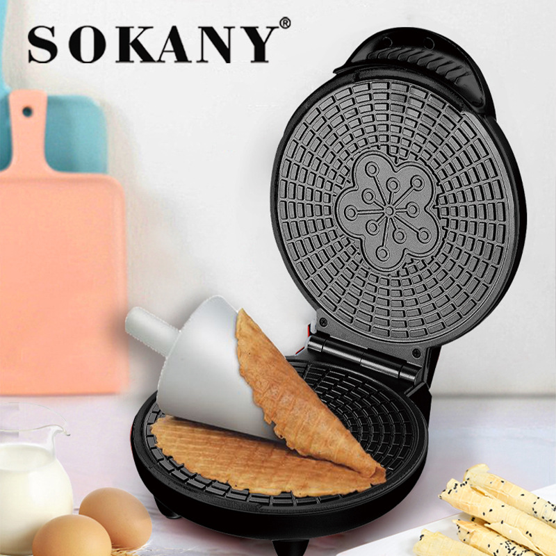[Cross-border Exclusive] SOKANY109 Thin Pancake Egg Roll Electric Pancake Stand Waffle Cone Manufacturing Double-sided Heating Machine details Picture