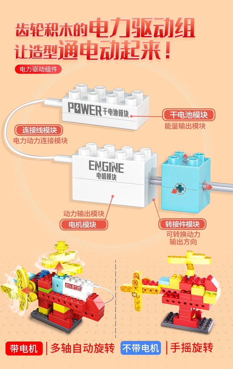 Factory brand direct sales large particle building block motor DIY compatible with Lego mechanical gear teaching aid power motor Pf Item Picture