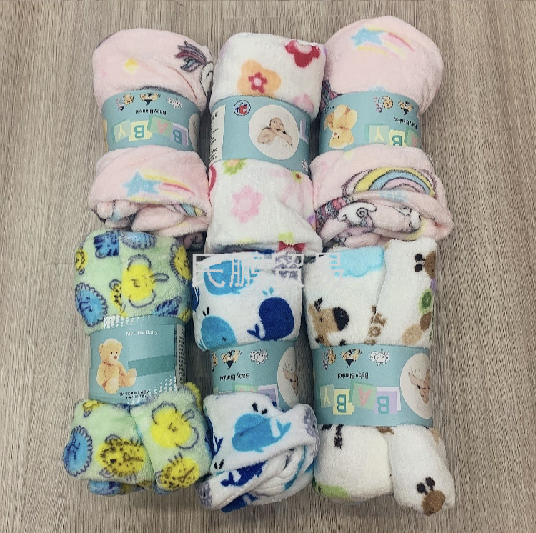 法兰绒70X100cm儿童毯盖毯超柔软混色混花型超低价