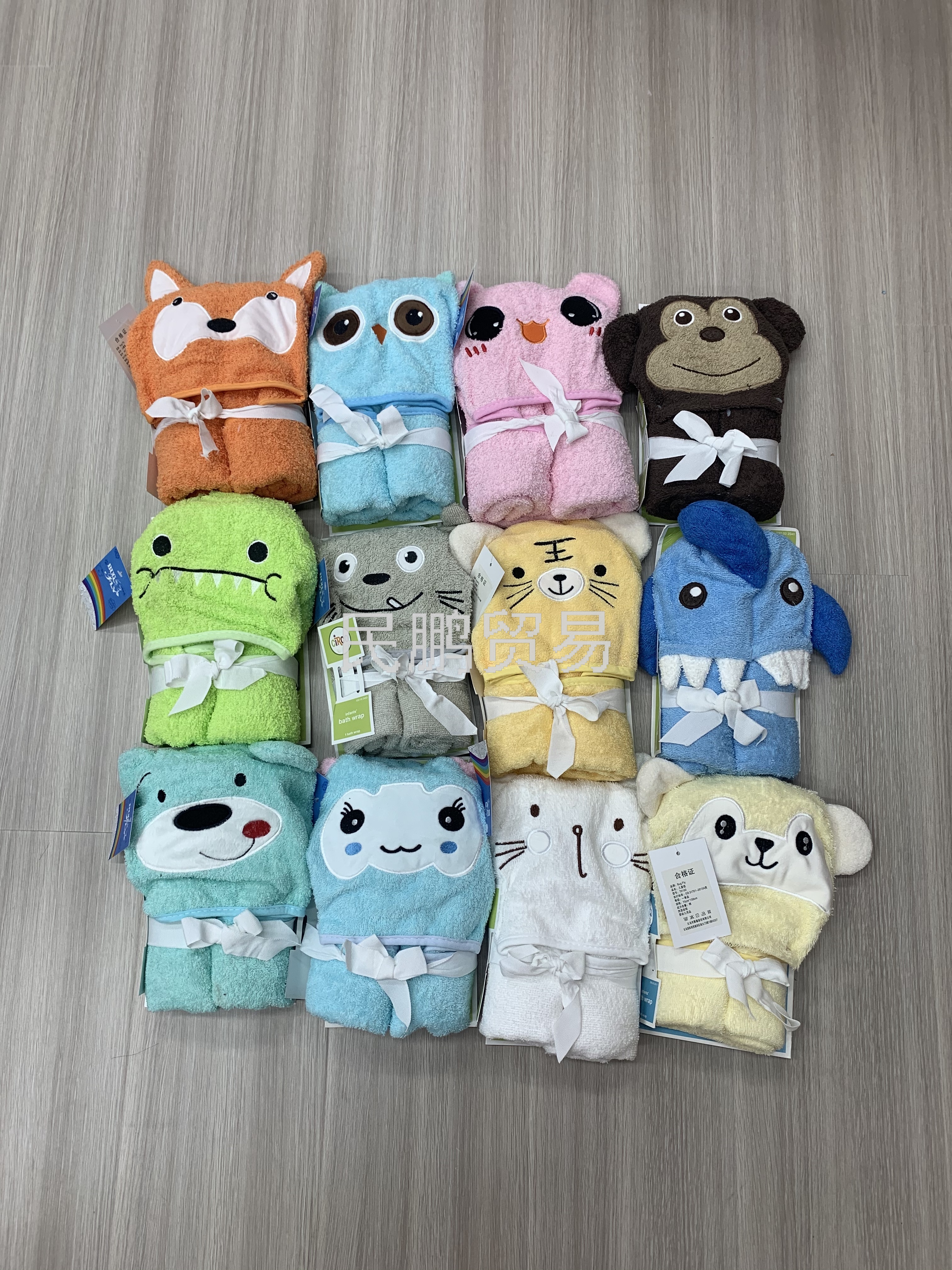 Pure cotton super absorbent baby cape cartoon pattern mixed color mixed flower animal head cute