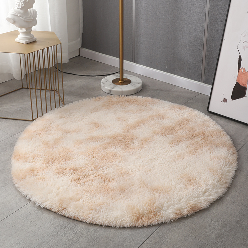 可定制圆形渐变扎染地毯家居客厅沙发垫卧室床边长毛丝毛地毯详情图4