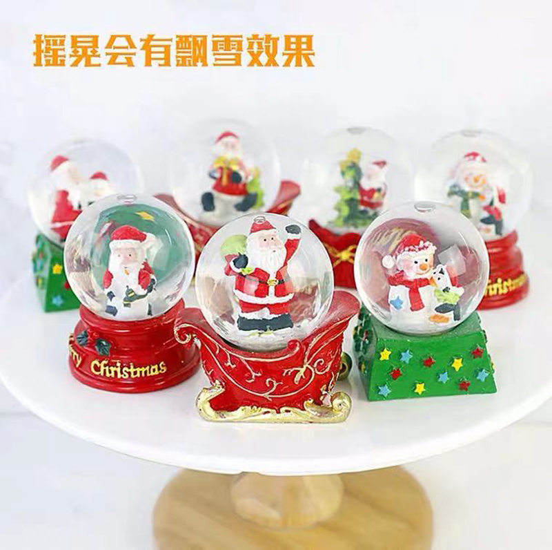 圣诞水球摆件烘焙蛋糕装饰圣诞老人雪橇礼物袋摆件甜品台玩偶