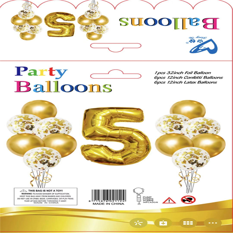 Factory direct sales 32-inch digital aluminum film balloon with pearlescent set, thickened metal sequin latex balloon set