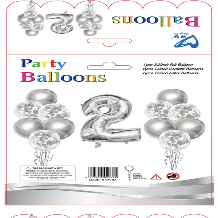 Fengshuo Factory Direct Sale 32-inch digital aluminum film balloon set, thickened metal sequin latex balloon set Specification image