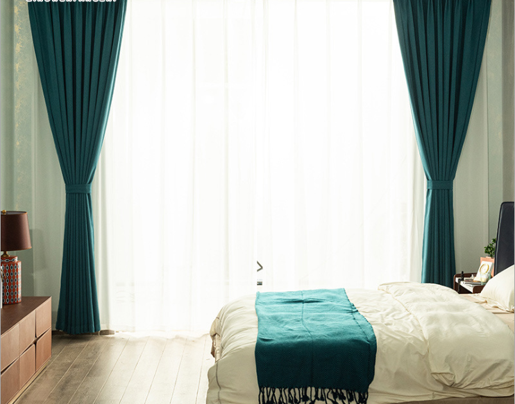 Double-sided linen full blackout curtain fabric for modern and simple bedroom and balcony solid color wholesale customization details Picture