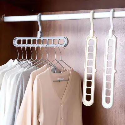 Plastic net red 9-hole magic hanger multi-function rotating clothes kitchen storage space saving artifacts Xu Shengyou thumbnail