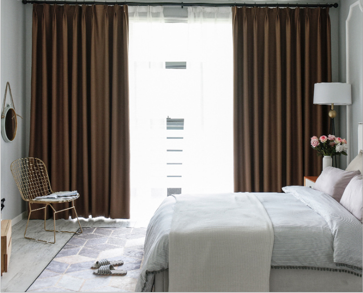 High-precision silk-like solid-color simple light-blocking and heat-insulating thickened curtain fabric Specification image