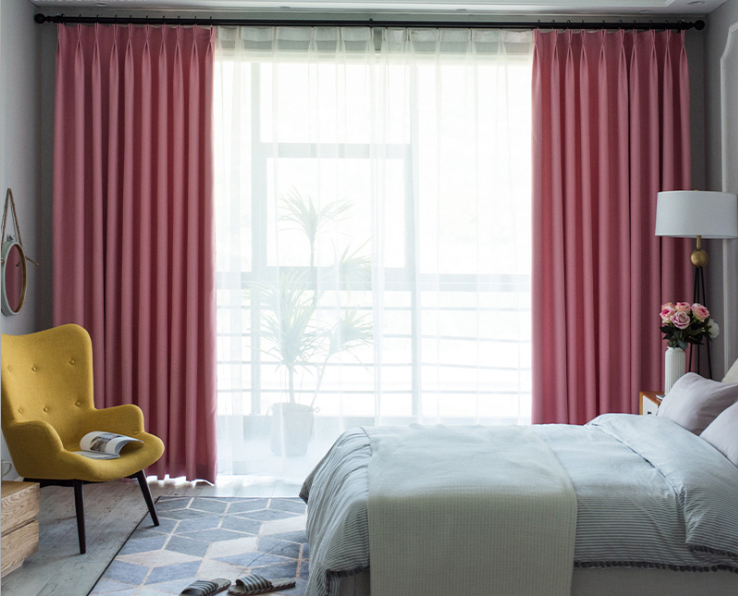High-precision silk-like solid-color simple light-blocking and heat-insulating thickened curtain fabric details Picture