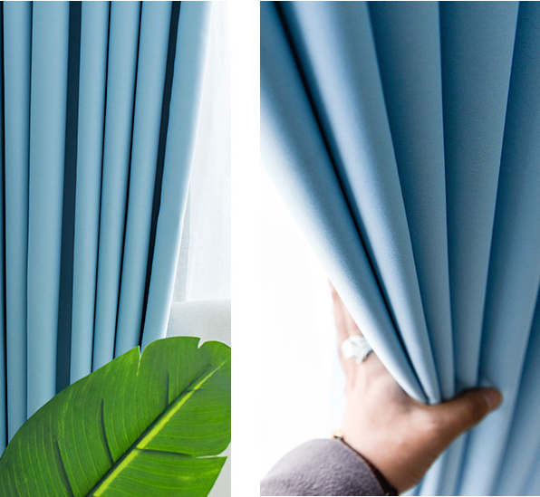 High-precision silk-like solid-color simple light-blocking and heat-insulating thickened curtain fabric Application Scenario