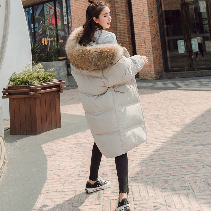 Down cotton-padded jacket for women 2020 winter Korean version of the new loose thickening medium long cotton-padded jacket big fur collar cotton-padded jacket tide