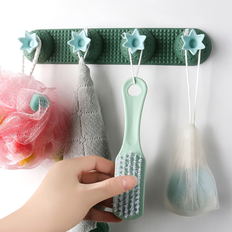 Nordic-style creative plastic hooks for home use, kitchen, bathroom, wall and entrance, four-piece hooks, no need for drilling, no marks, sticky hooks