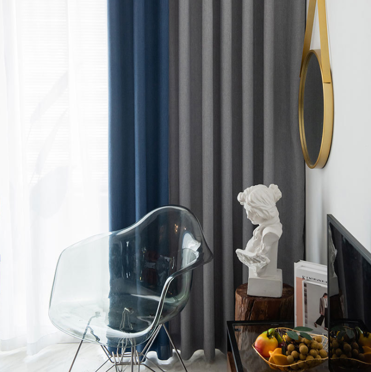 Nordic solid-color spliced blackout curtain fabric, direct sales from the manufacturer of light luxury curtains for living rooms and bedrooms Specification image