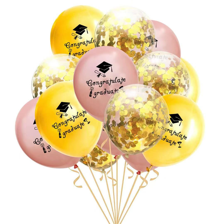 Amazon's best-selling graduate rose gold sequined balloon set for the graduation season as a congratulating party decoration for graduates details Picture