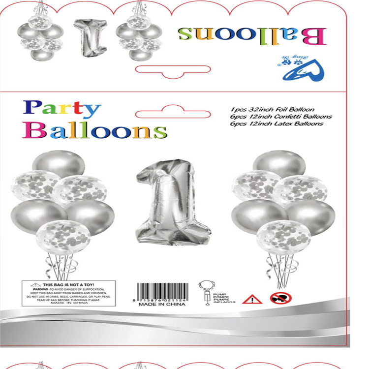 Fengshuo Factory Direct Sale 32-inch digital aluminum film balloon set, thickened metal sequin latex balloon set details Picture