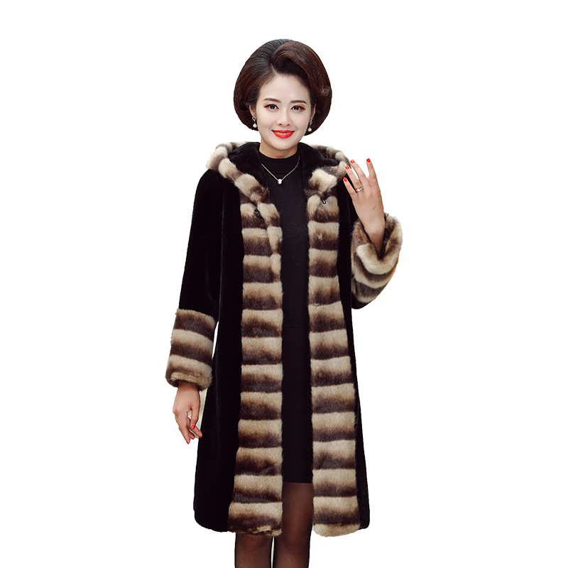 New women's mink coat for middle-aged and elderly women in winter, large-sized noble fur coat for middle-aged mothers F