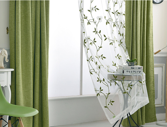 Solid-color floral twisted linen simple hotel bedroom light-blocking solid-color heat-insulating high-precision curtain fabric Application Scenario