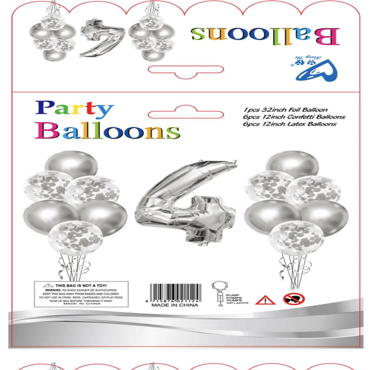 Fengshuo Factory Direct Sale 32-inch digital aluminum film balloon set, thickened metal sequin latex balloon set Item Picture